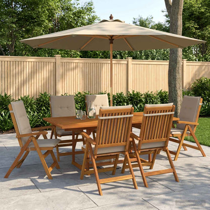 Outdoor Dining Set with Parasol 8 pcs Cream White