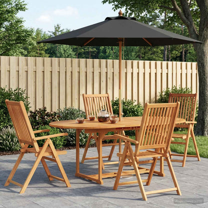 Outdoor Dining Set with Parasol 6 pcs Anthracite and Natural