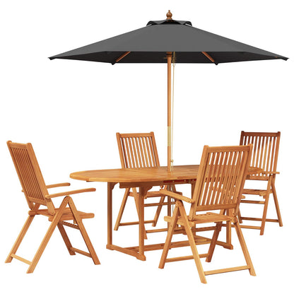 Outdoor Dining Set with Parasol 6 pcs Anthracite and Natural
