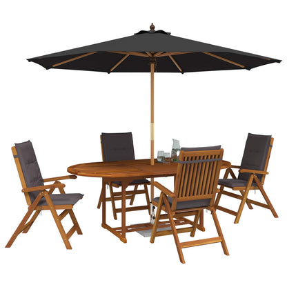 Outdoor Dining Set with Parasol 6 pcs Anthracite