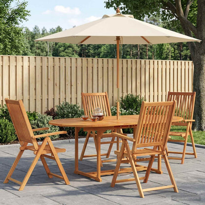 Outdoor Dining Set with Parasol 6 pcs Cream White and Natural