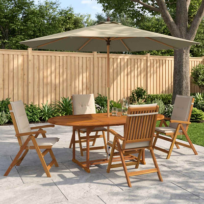 Outdoor Dining Set with Parasol 6 pcs Cream White