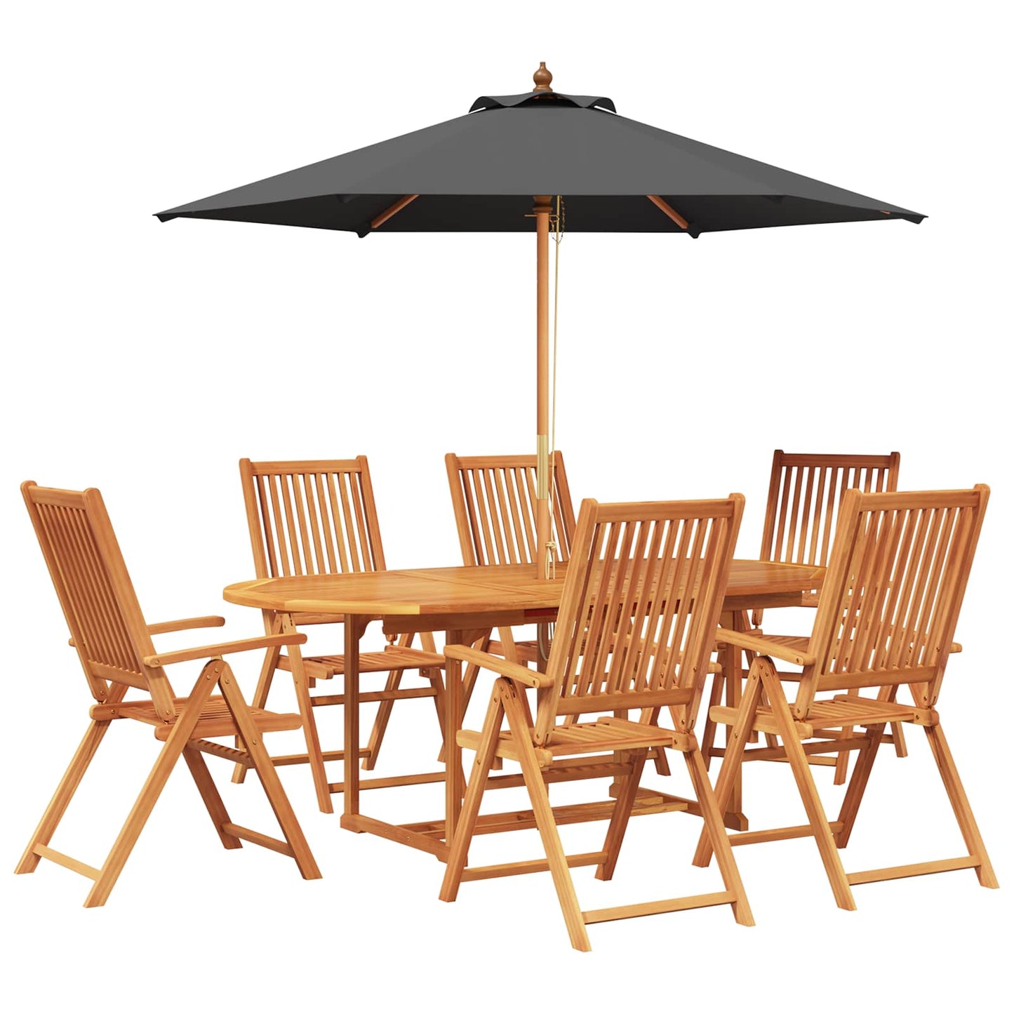 Outdoor Dining Set with Parasol 8 pcs Anthracite and Natural