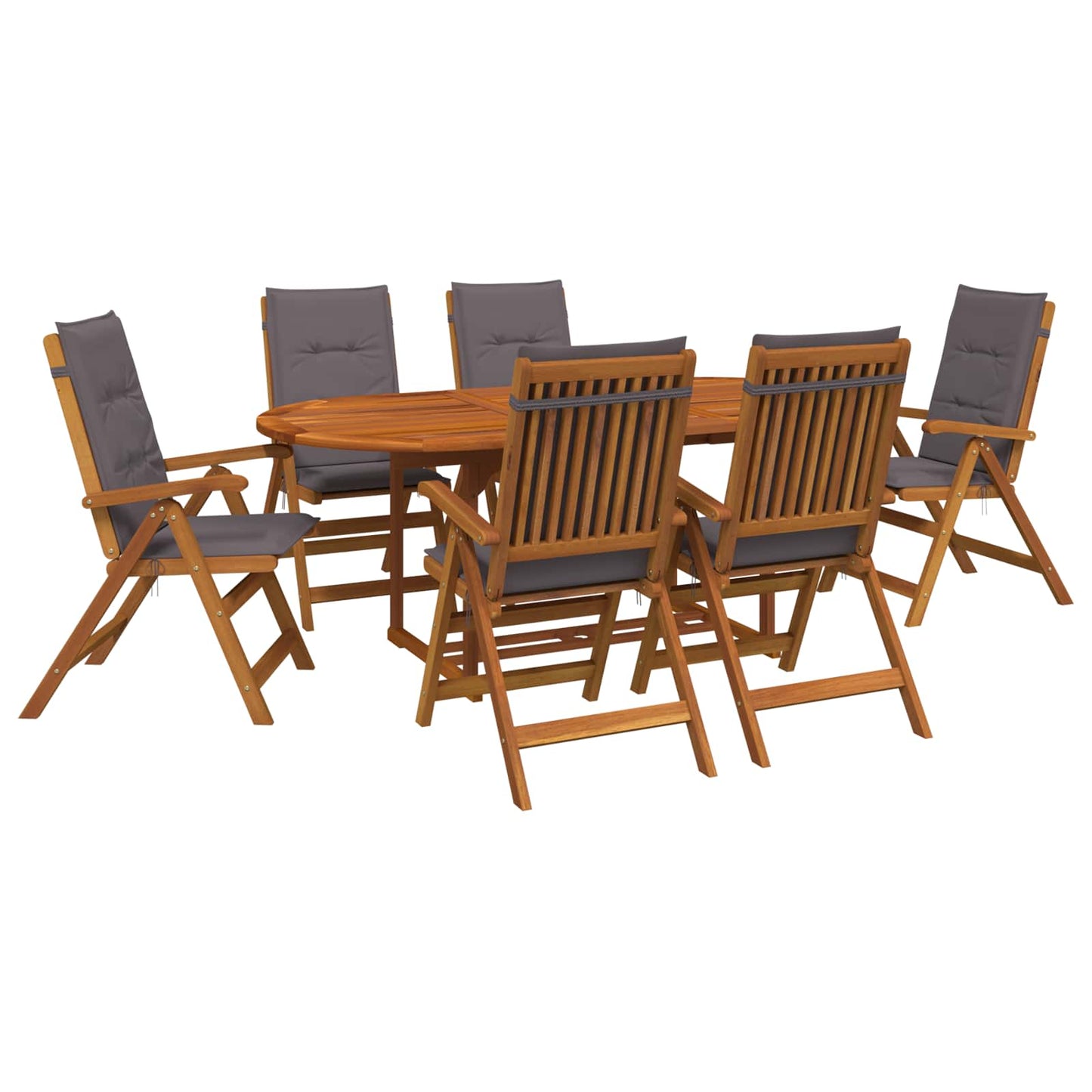 Outdoor Dining Set with Parasol 8 pcs Anthracite