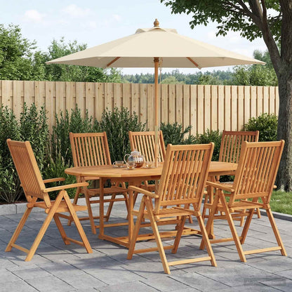 Outdoor Dining Set with Parasol 8 pcs Cream White and Natural