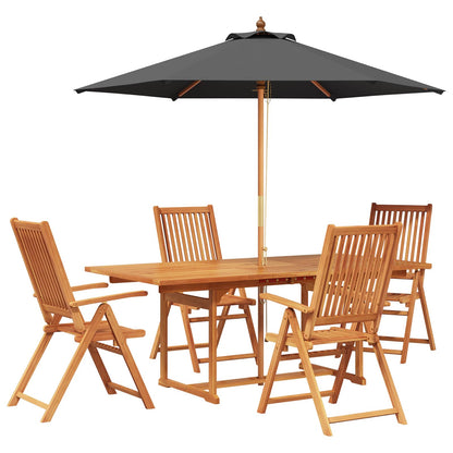 Outdoor Dining Set with Parasol 6 pcs Anthracite and Natural