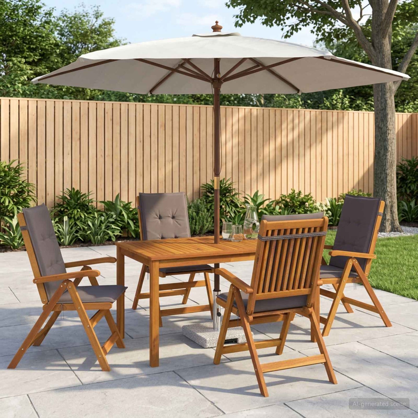 Outdoor Dining Set with Parasol 6 pcs Anthracite