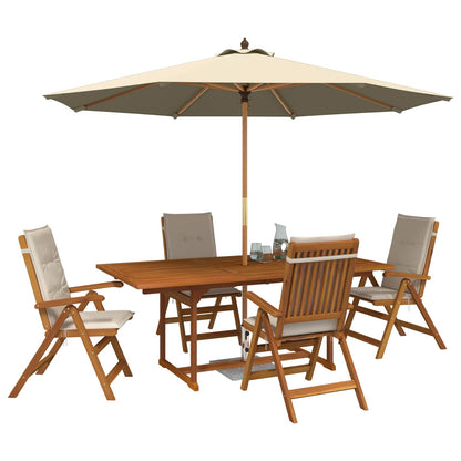 Outdoor Dining Set with Parasol 6 pcs Cream White