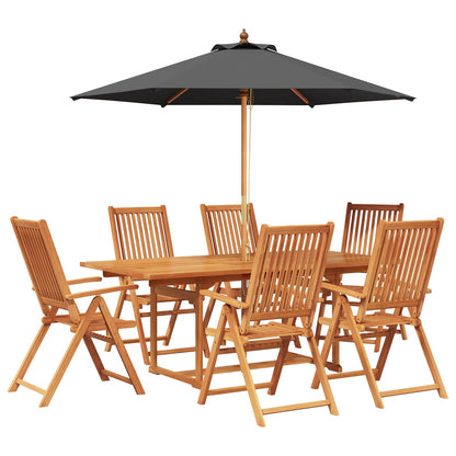 Outdoor Dining Set with Parasol 8 pcs Anthracite and Natural
