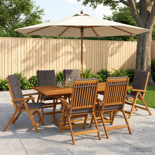 Outdoor Dining Set with Parasol 8 pcs Anthracite