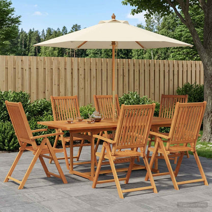 Outdoor Dining Set with Parasol 8 pcs Cream White and Natural