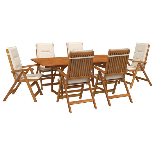 Outdoor Dining Set with Parasol 8 pcs Cream White