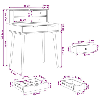 Dressing Table Set FAUSKE 2 pcs White 76 x 50 x 103.5 cm