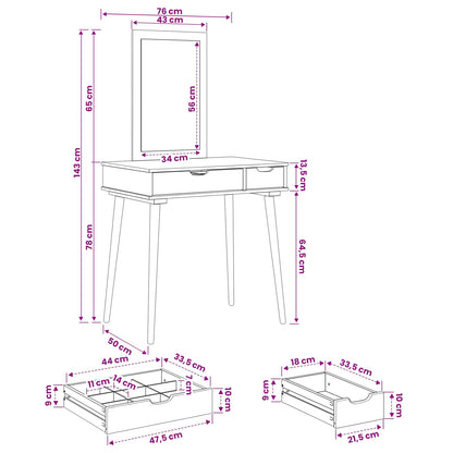 Dressing Table Set FAUSKE 2 pcs White 76 x 50 x 143 cm