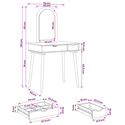Dressing Table Set FAUSKE 2 pcs White 76 x 50 x 143 cm