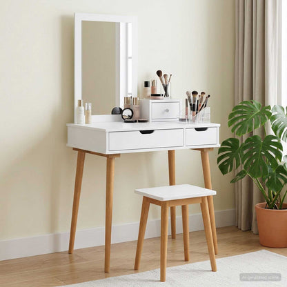 Dressing Table Set FAUSKE 3 pcs White 76 x 50 x 143 cm