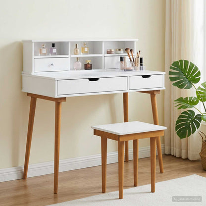 Dressing Table Set FAUSKE 3 pcs White 100 x 50 x 103.5 cm