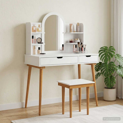 Dressing Table Set FAUSKE 5 pcs White 100 x 50 x 143 cm