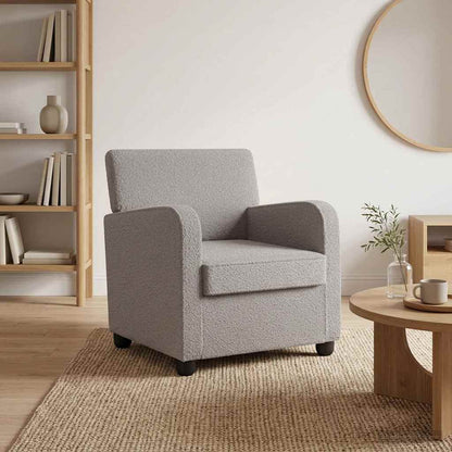 Armchair Light Grey Faux Lamb Fleece