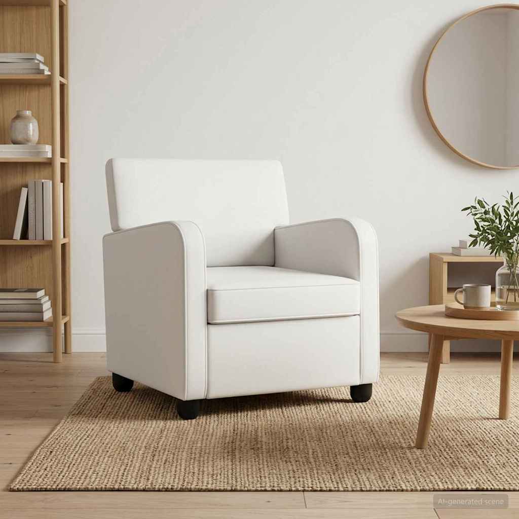 Armchair White Faux Leather