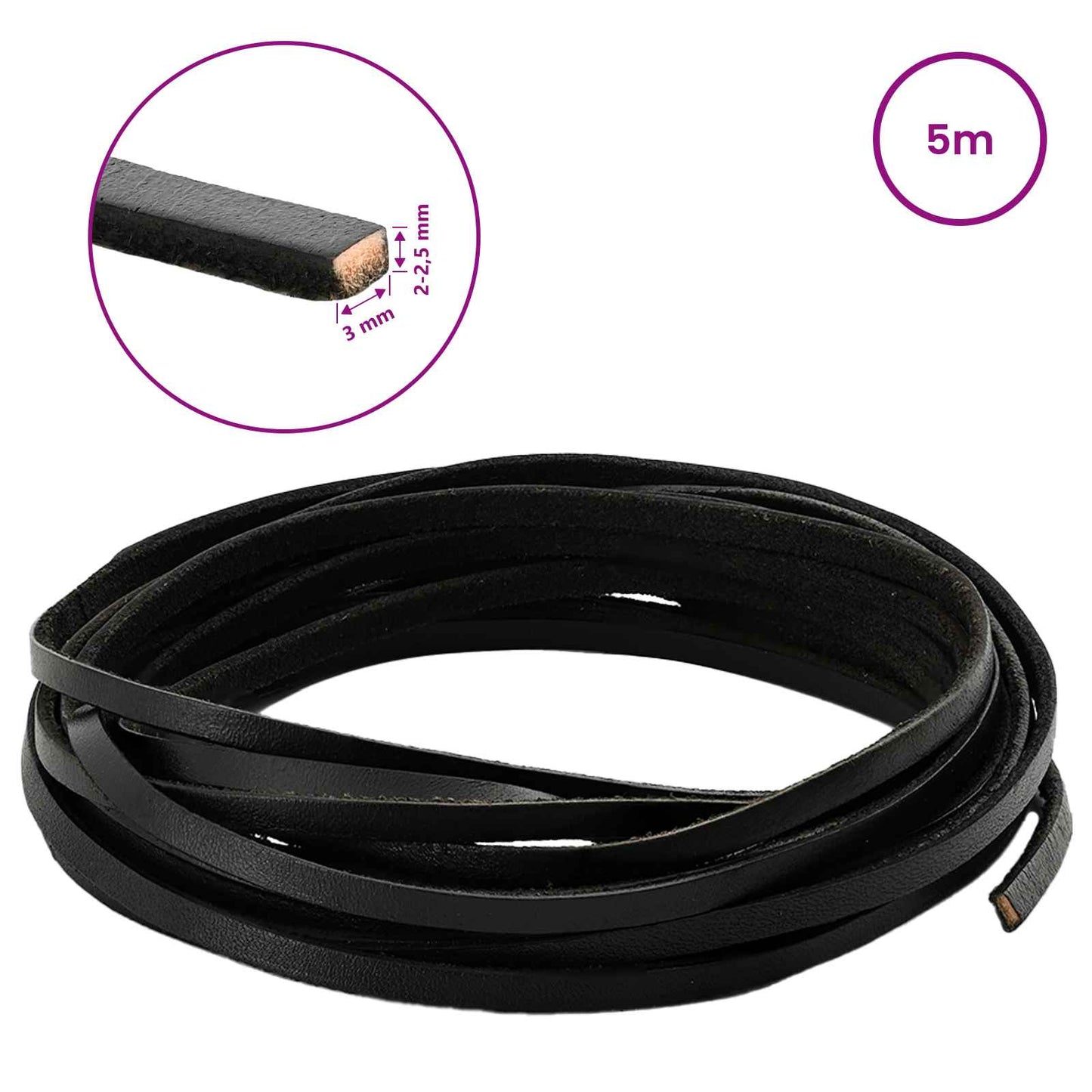 Leather Strap 1 Black 500 x 0.3 cm Leather