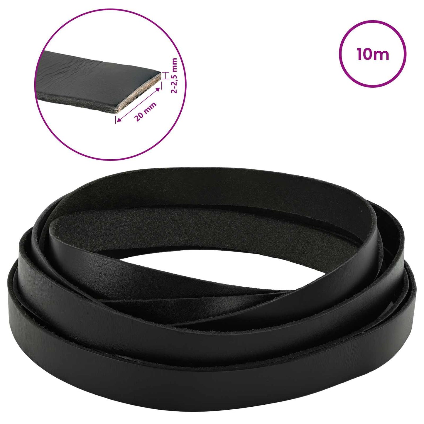 Leather Strap 1 Black 1000 x 2 cm Leather