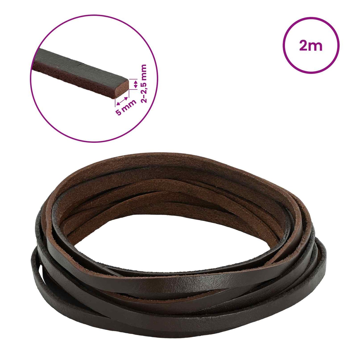 Leather Strap 1 Dark Brown 200 x 0.5 cm Leather