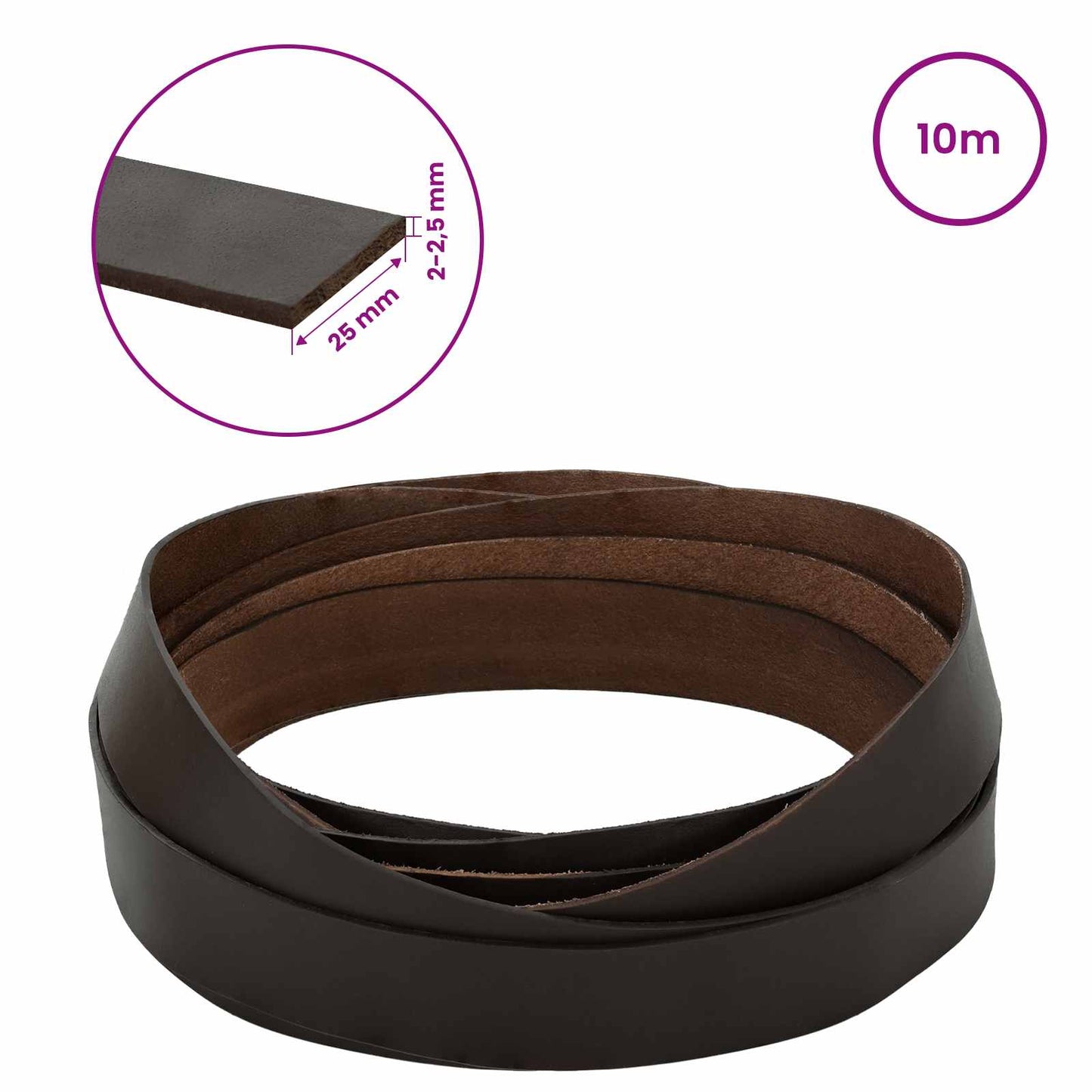 Leather Strap 1 Dark Brown 1000 x 2.5 cm Leather