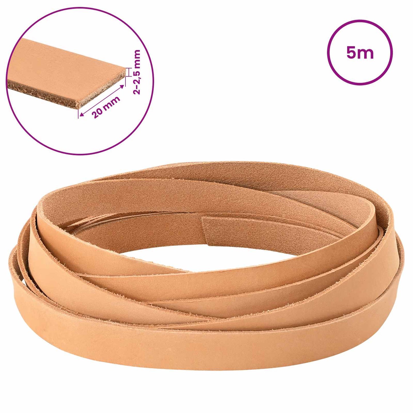 Leather Strap 1 Light Brown 500 x 2 cm Leather