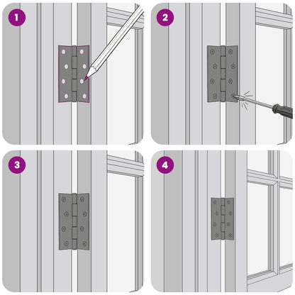 Hinge 12 pcs 100 x 70 x 8 mm Silver Steel