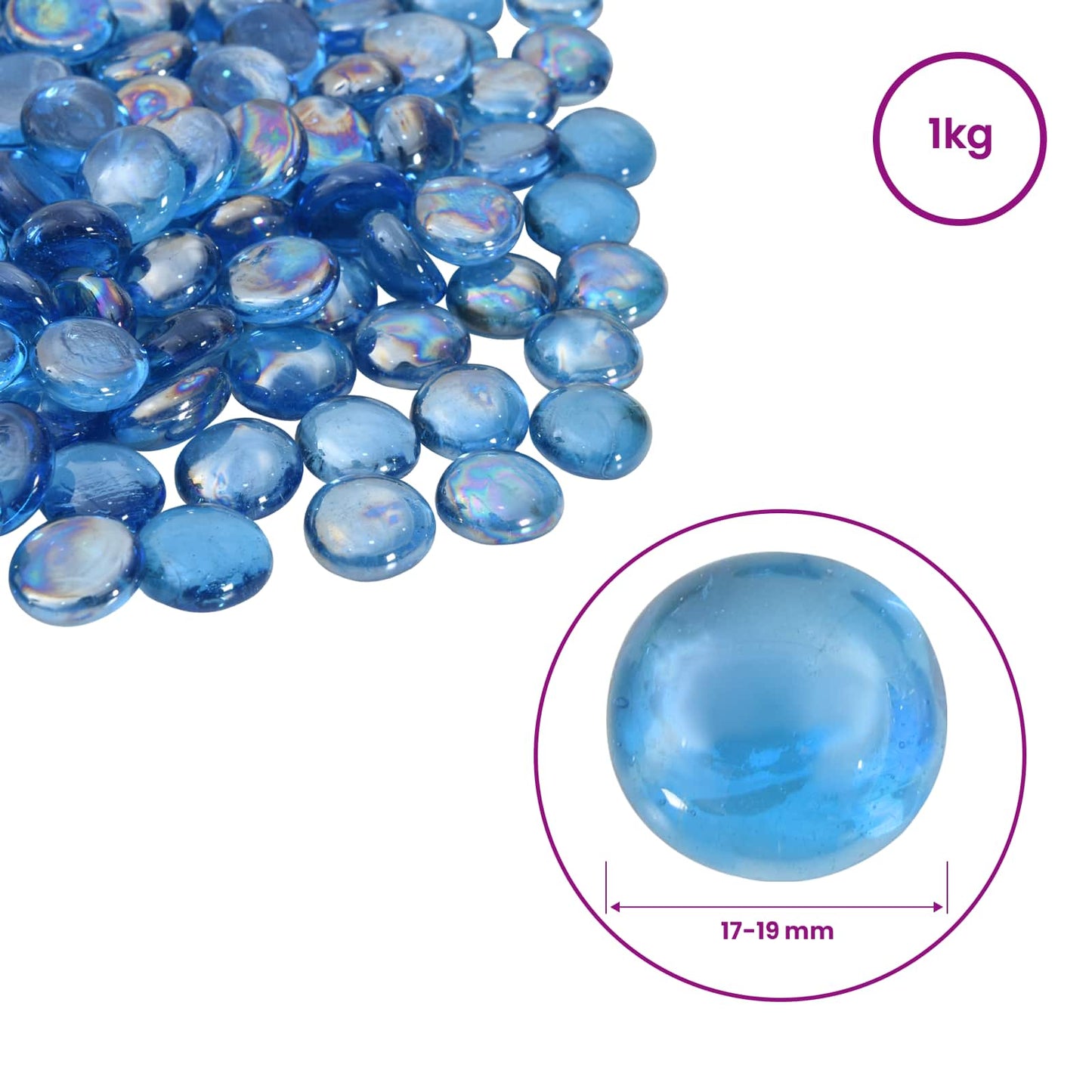 Glass Nugget 17-19 mm Light Cobalt Blue Glass