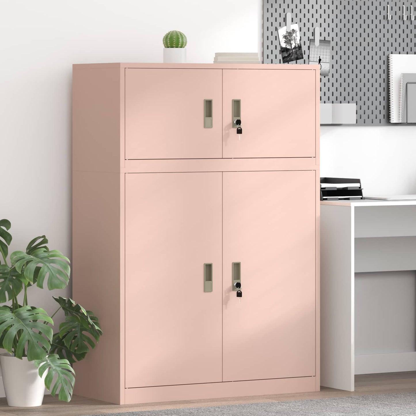 Storage Cabinet 2 pcs Pink 90 x 40 x 130 cm Steel Lockable