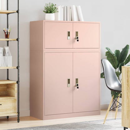Storage Cabinet 2 pcs Pink 90 x 40 x 130 cm Steel Lockable