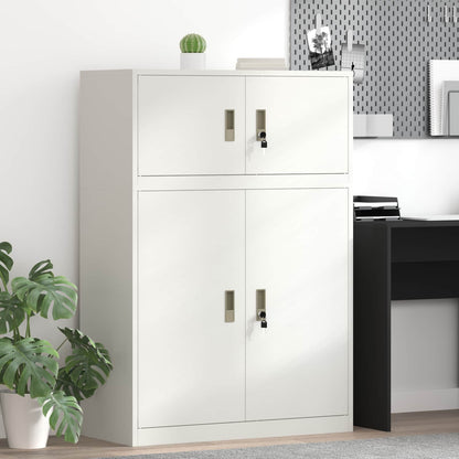 Storage Cabinet 2 pcs White 90 x 40 x 130 cm Steel Lockable