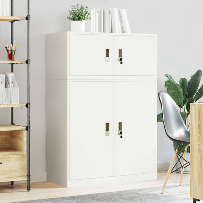 Storage Cabinet 2 pcs White 90 x 40 x 130 cm Steel Lockable