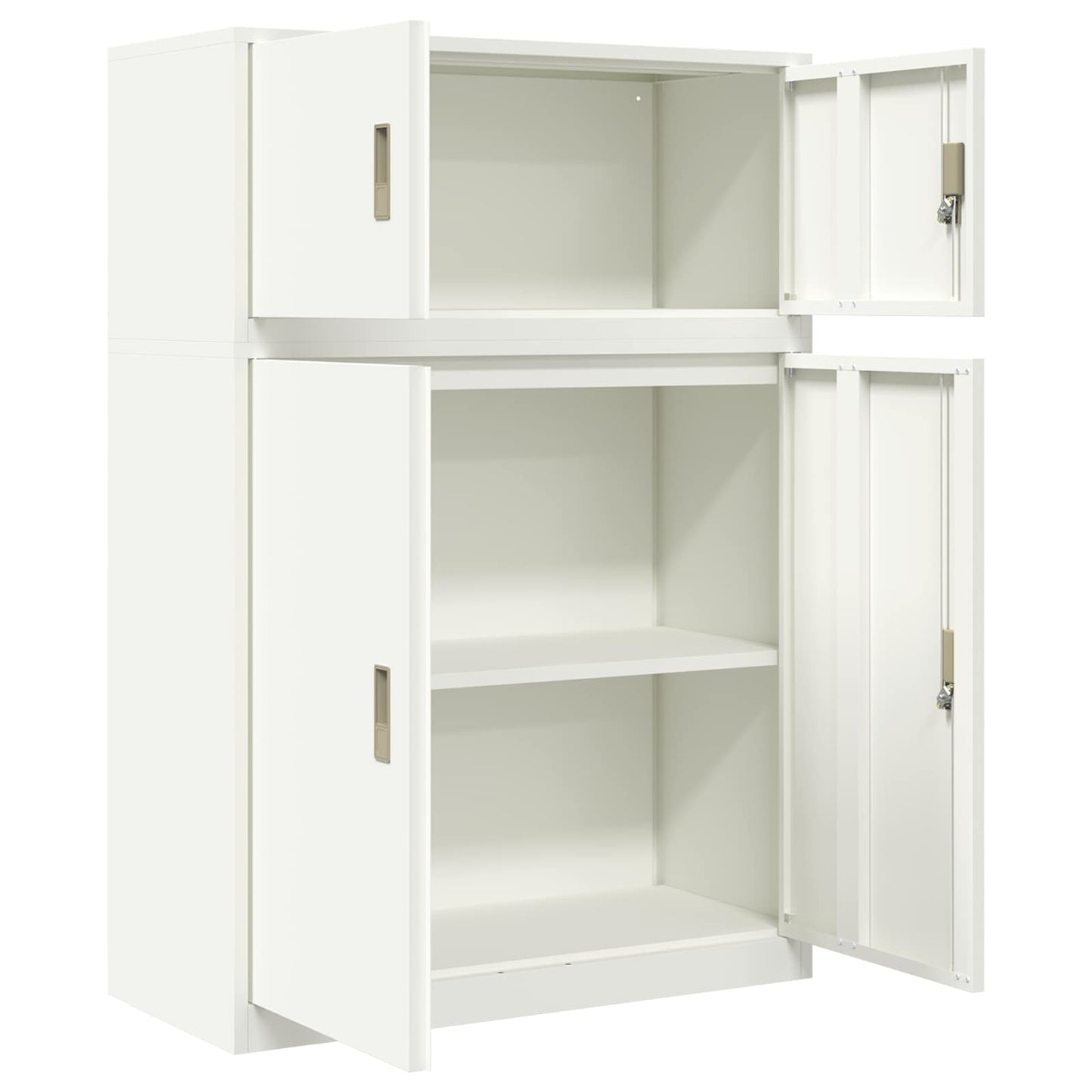Storage Cabinet 2 pcs White 90 x 40 x 130 cm Steel Lockable