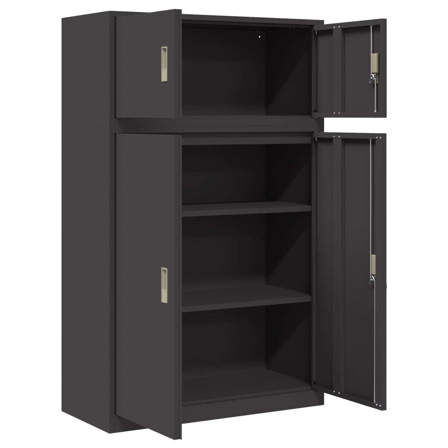 Storage Cabinet 2 pcs Black 90 x 40 x 145 cm Steel Lockable