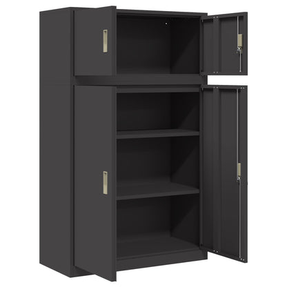 Storage Cabinet 2 pcs Black 90 x 40 x 145 cm Steel Lockable