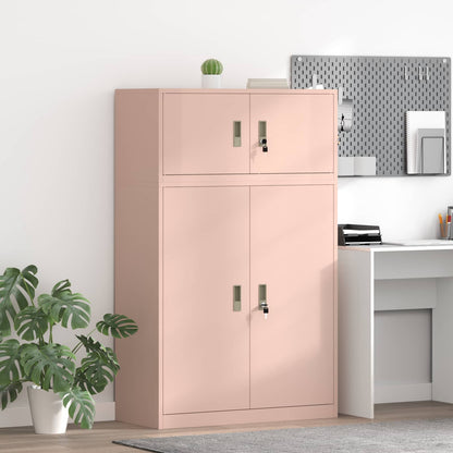 Storage Cabinet 2 pcs Pink 90 x 40 x 145 cm Steel Lockable