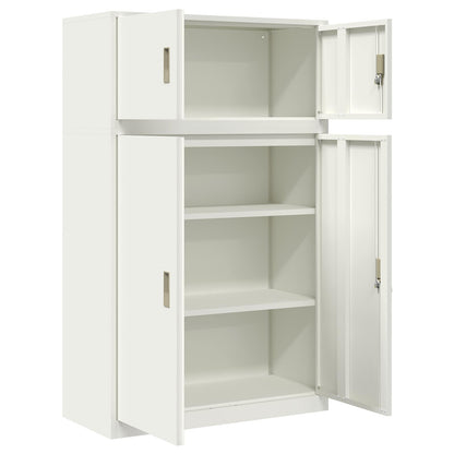Storage Cabinet 2 pcs White 90 x 40 x 145 cm Steel Lockable
