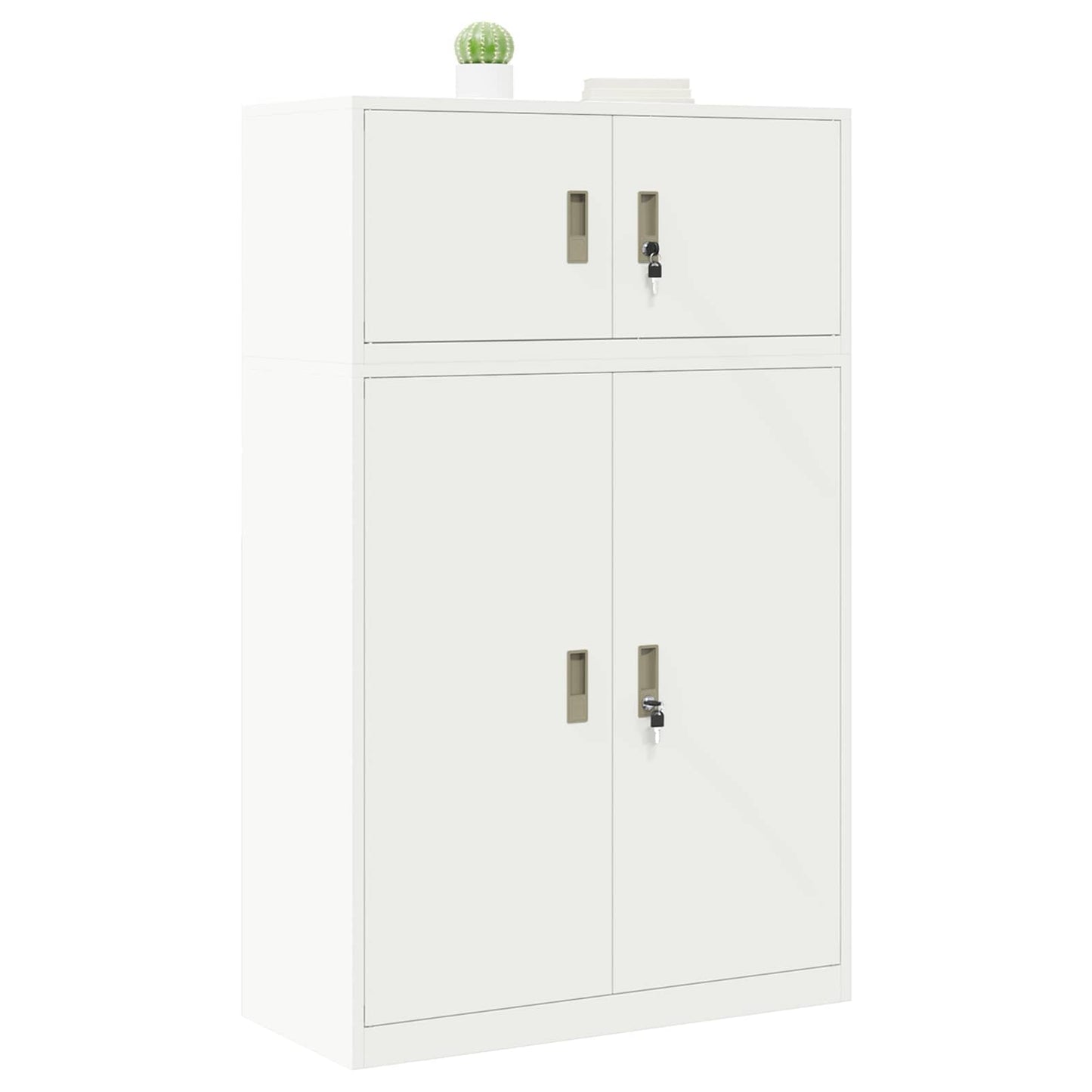 Storage Cabinet 2 pcs White 90 x 40 x 145 cm Steel Lockable
