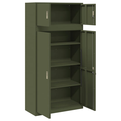 Storage Cabinet 2 pcs Olive Green 90 x 40 x 180 cm Steel