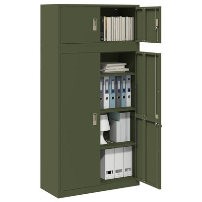 Storage Cabinet 2 pcs Olive Green 90 x 40 x 180 cm Steel