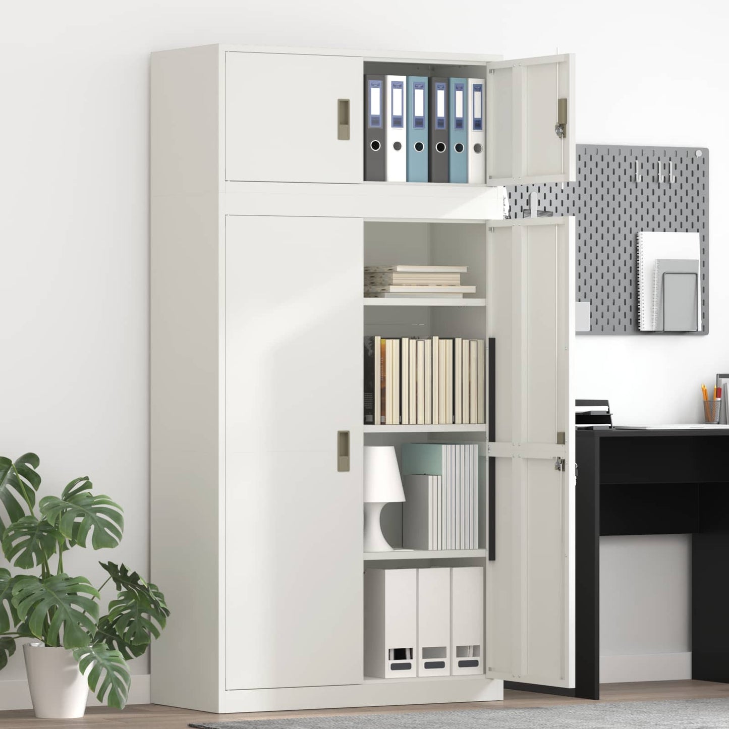 Storage Cabinet 2 pcs White 90 x 40 x 180 cm Steel Lockable