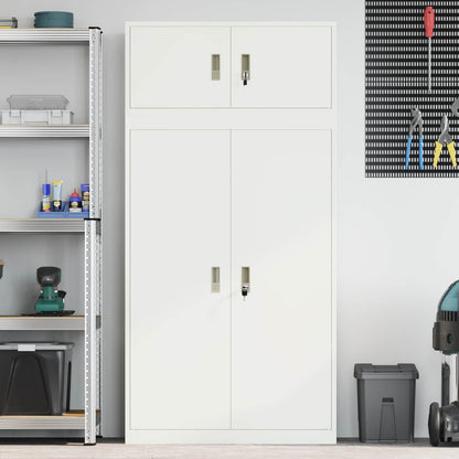 Storage Cabinet 2 pcs White 90 x 40 x 180 cm Steel Lockable