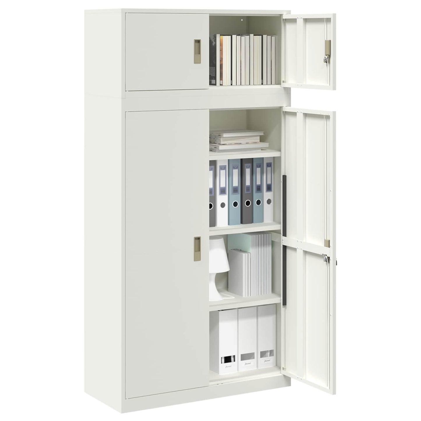 Storage Cabinet 2 pcs White 90 x 40 x 180 cm Steel Lockable