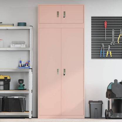 Storage Cabinet 2 pcs Pink 90 x 40 x 220 cm Steel Lockable