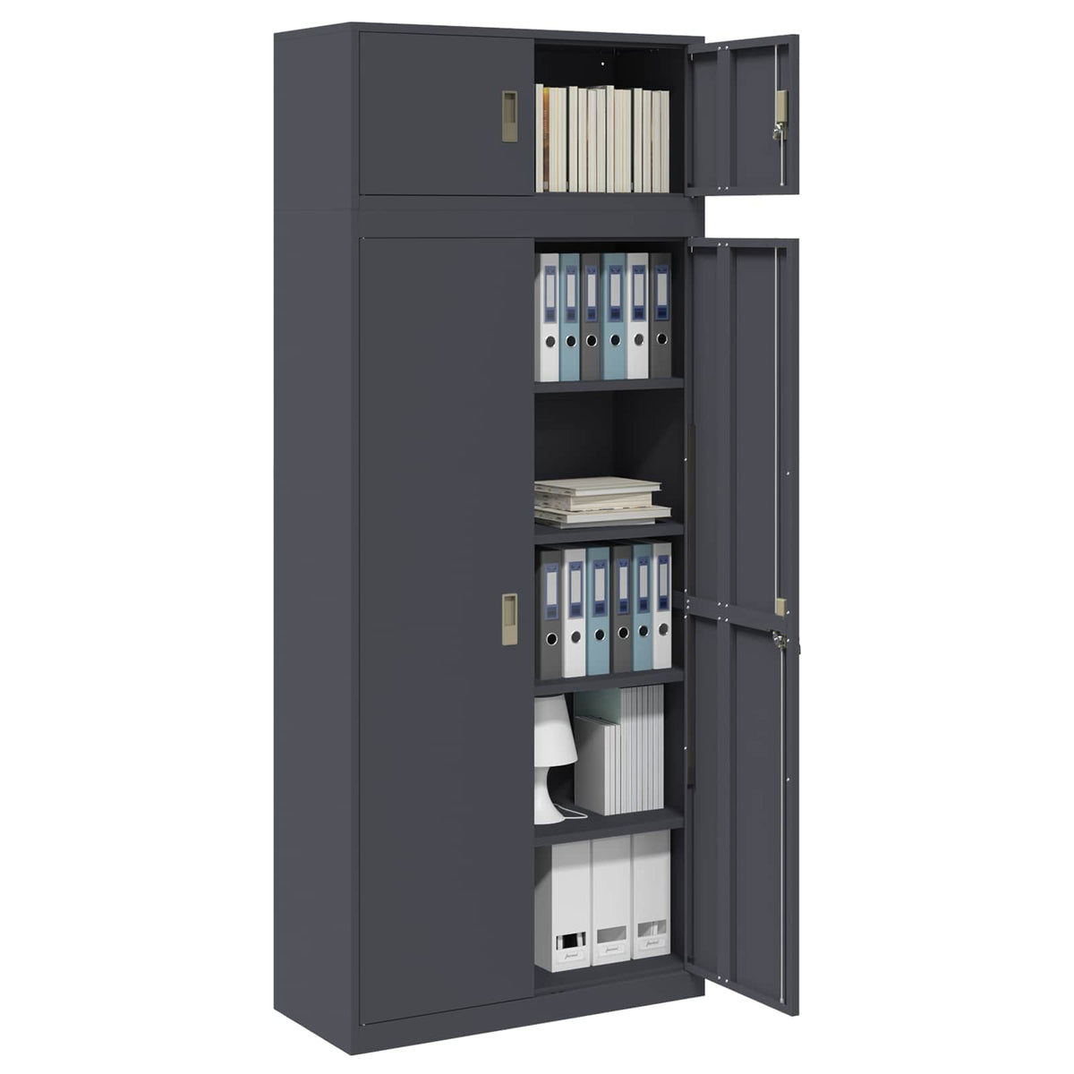 Storage Cabinet 2 pcs Anthracite 90 x 40 x 220 cm Steel
