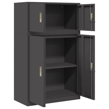Storage Cabinet 2 pcs Black 80 x 40 x 130 cm Steel Lockable