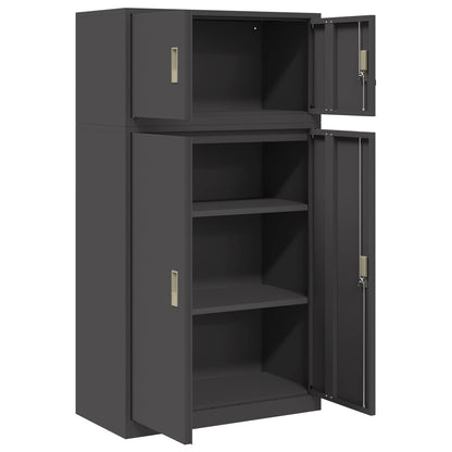 Storage Cabinet 2 pcs Black 80 x 40 x 145 cm Steel Lockable